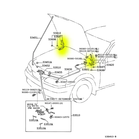 Toyota #53420-12340 - Hood Hinge